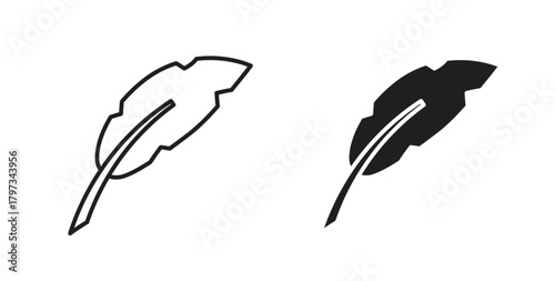 Feather icon in simple flat trend modern graphic design abstract logotype element