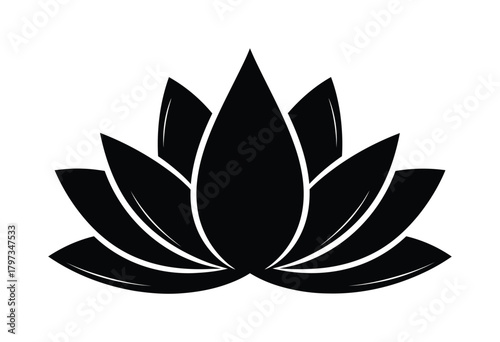 Black lotus flower vector illustration symbol of purity and enlightenment eps silhouette