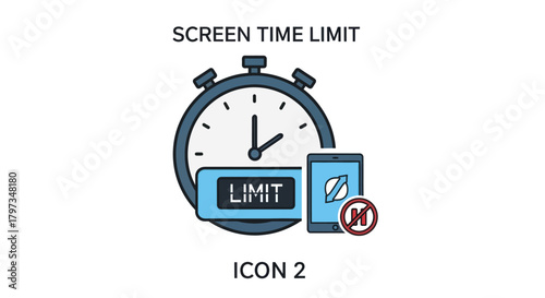 Stopwatch and smartphone icon symbolizing screen time limits and digital control.