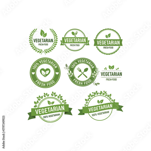 Fresh vegetarian food logos for healthy eating and vibrant lifestyle