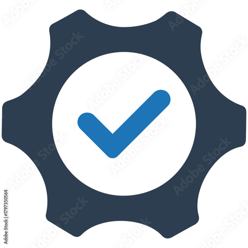 Mechanism of a Tick: An abstract image featuring a gear shape, incorporating a checkmark at its center, symbolizes approval and successful procedures.