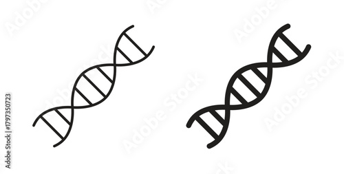 DNA icon in line design and solid black and white colors for designs