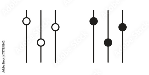 Equalizer icon in line design and solid black and white colors for designs