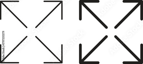 Expand icon in line design and solid black and white colors for designs
