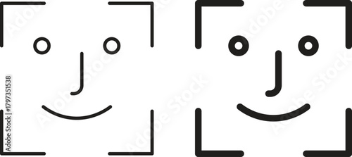 Face id icon in line design and solid black and white colors for designs