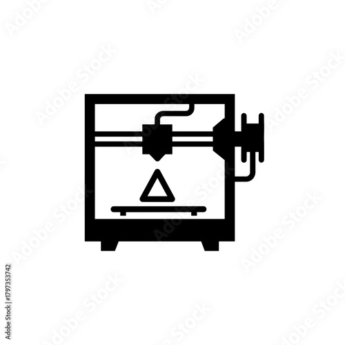 3D printer icon on transparent background with modern technology design