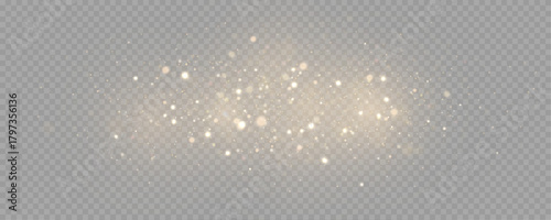 The dust sparks and golden stars shine with special light. Vector sparkles on a transparent background. . Stock royalty free vector illustration. PNG	