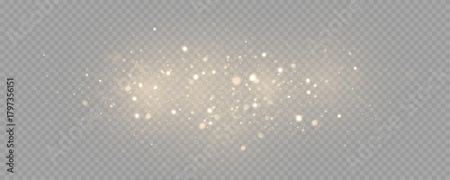 The dust sparks and golden stars shine with special light. Vector sparkles on a transparent background. . Stock royalty free vector illustration. PNG	
