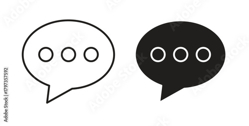 Comments icon simple vectors in black, suitable for projects