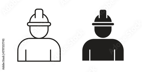 Construction worker icon simple vectors in black, suitable for projects