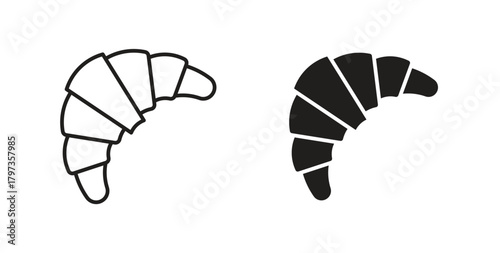 Croissant icon simple vectors in black, suitable for projects
