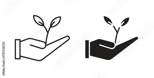 Eco-friendly icon simple vectors in black, suitable for projects