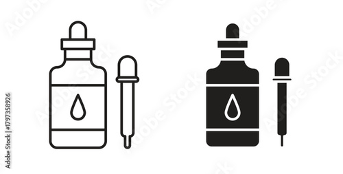 Essential oils icon simple vectors in black, suitable for projects
