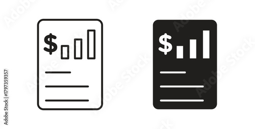 Financial report icon simple vectors in black, suitable for projects
