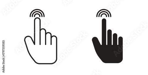 finger tap icon simple vectors in black, suitable for projects