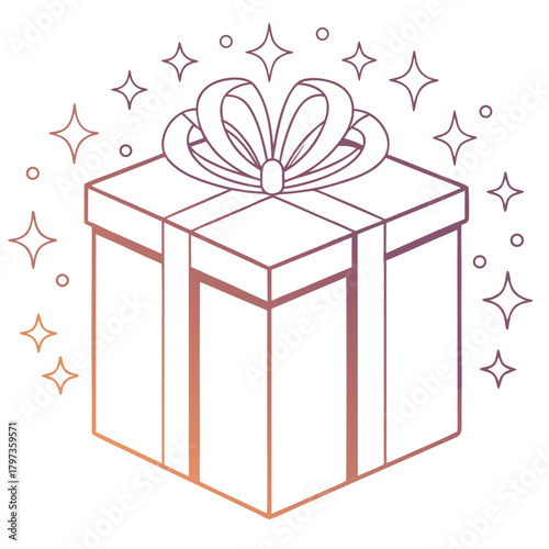 Gradient gift box with ribbon