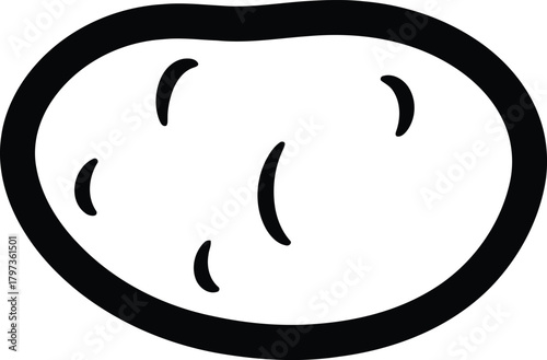 Simple cartoon line drawing of a potato vegetable food item icon