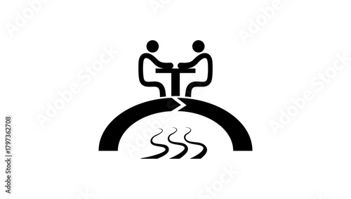 Negotiation platform, black isolated silhouette