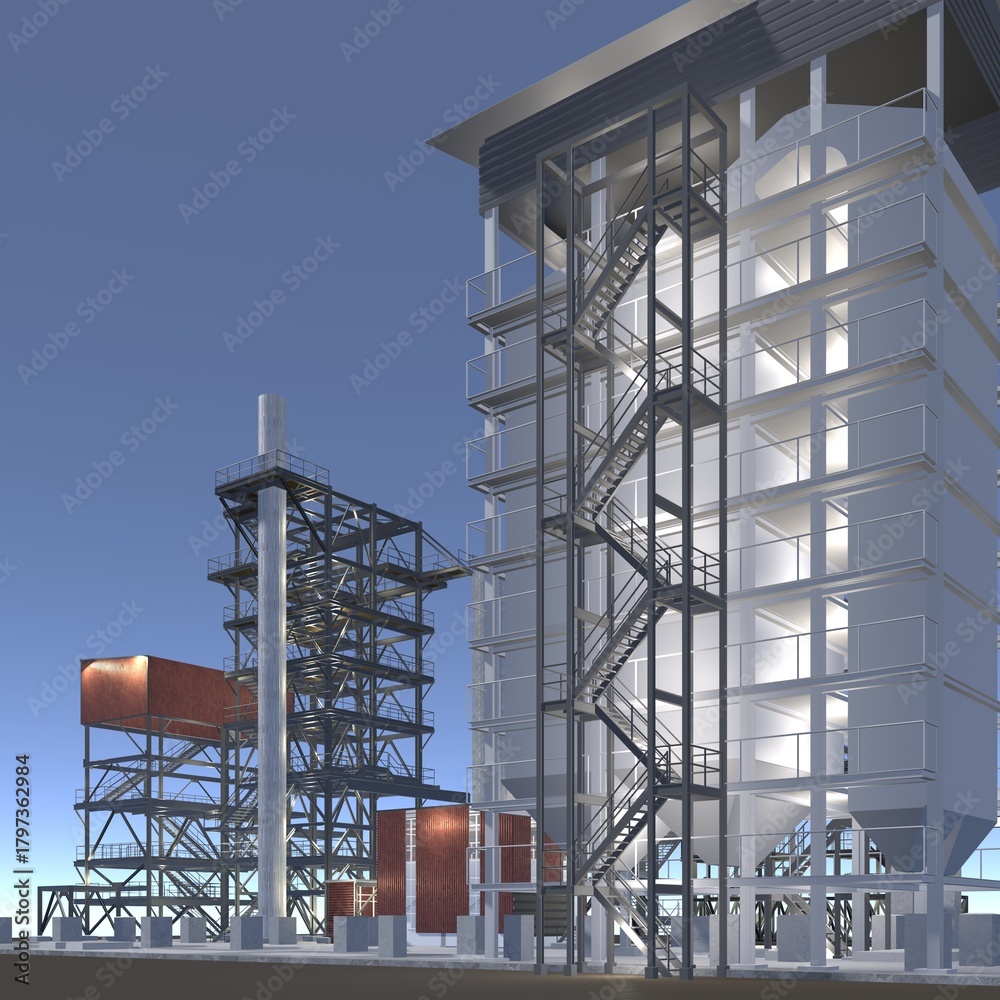 Fototapeta premium 3D illustration of industrial project