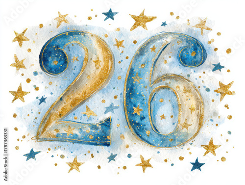 New year celebration clipart festive watercolor elements with stars and colorful 26 design for holiday joy