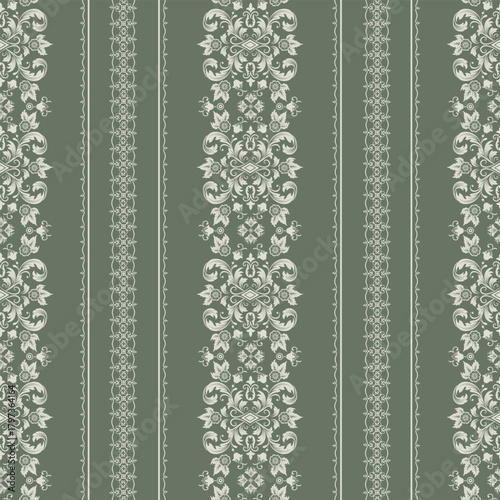 Striped Damask modern seamless pattern element. Vintage classical old fashioned damask ornament, seamless texture for wallpapers, textile.