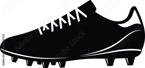 Black soccer cleats vector illustration for sports equipment design eps silhouette