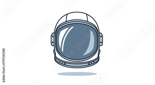 Astronaut Helmet Illustration with Reflective Visor and Detailed Design.