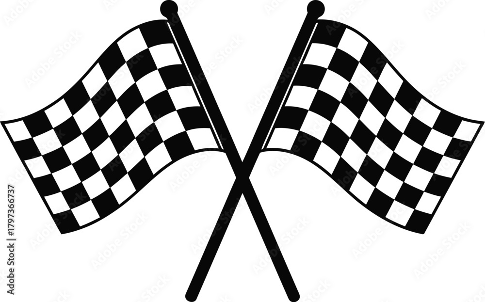 Obraz premium Checkered flag vector illustration for racing events and competitions eps silhouette