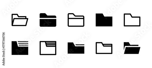Folder Icon Set Line and Solid style for File Management