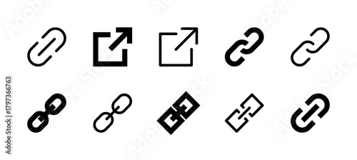 Link Icon Set Line and Solid style for Hyperlink and Connection