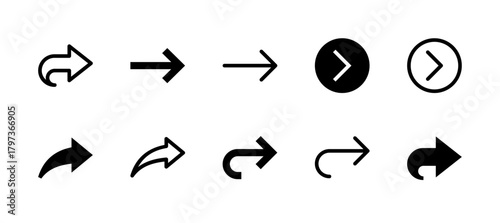 Forward Icon Set Line and Solid style for Navigation and Action