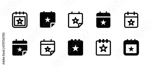 Event Icon Set Line and Solid style for Schedule Management