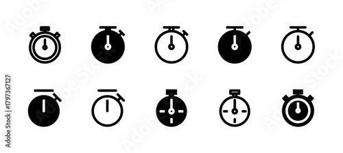 Timer Icon Set Line and Solid style for Time Management