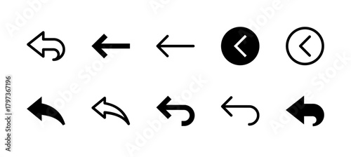 Back Icon Set Line and Solid style for Navigation History