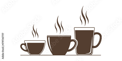 Coffee, Tea, and Mocha Mug. Stock illustration featuring hot drink concept in line art