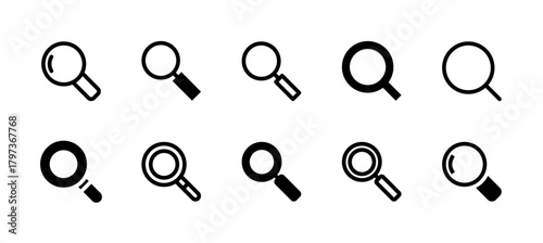Search Icon Set Line and Solid style for Information Discovery