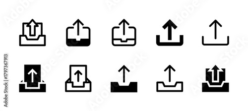 Outbox Icon Set Line and Solid style for Mail Transmission