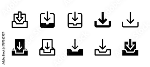 Inbox Icon Set Line and Solid style for Mail Communication