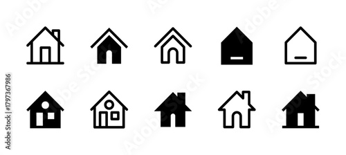 Home Icon Set Line and Solid style for Main Navigation