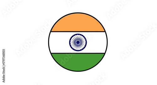 Circular Indian Flag Emblem with Ashoka Chakra.