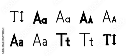 Font Size Icon Set Line and Solid style for Text Accessibility