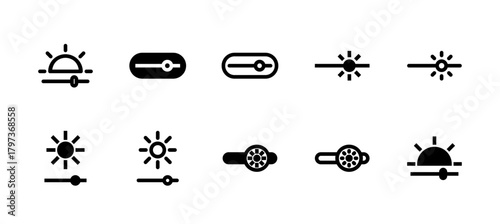 Brightness Icon Set Line and Solid style for Visual Adjustment