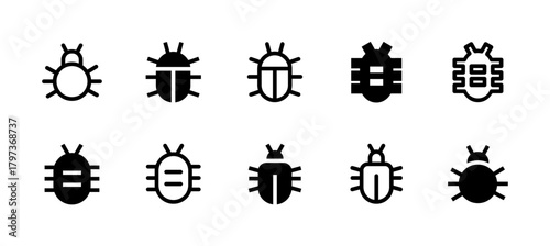 Bug Report Icon Set Line and Solid style for System Issue