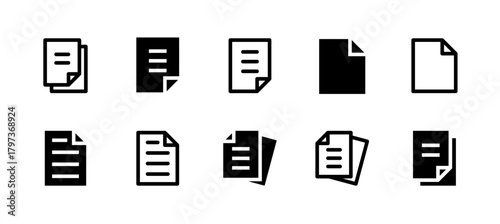 File Icon Set Line and Solid style for Data Document