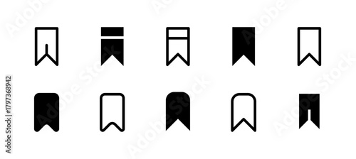 Bookmark Icon Set Line and Solid style for Content Reference