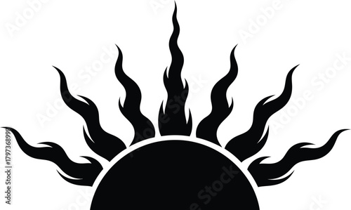 Black sun rising vector illustration design element sunburst graphic eps silhouette