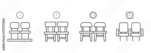 Waiting room vector line icon, linear concept, outline sign, symbol on white background color editable.