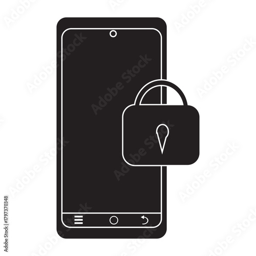 mobile phone security and data protection glyph icon