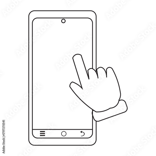 touch screen mobile phone line icon