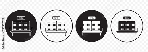 Waiting room or area line icon set. Airport, hospital, or lounge waiting seats vector illustration.
